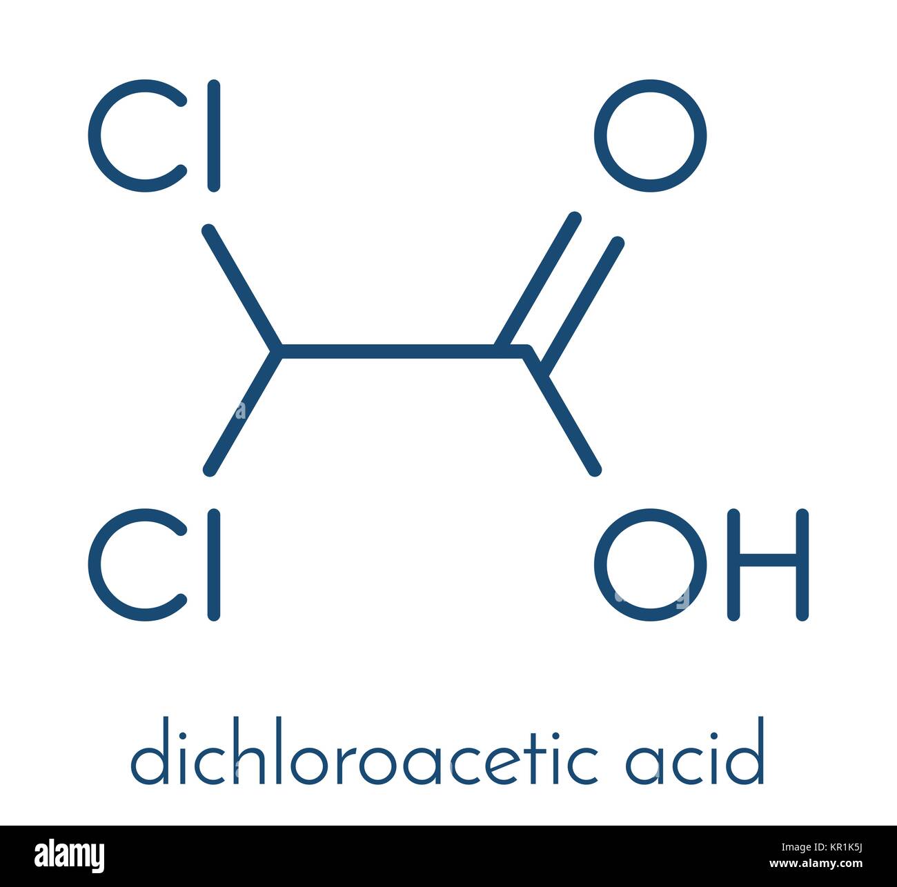 L'acide dichloroacétique (DCA). Sels dichloroacétate inhibent l'enzyme kinase pyruvate déshydrogénase et sont évalués dans le traitement du cancer. Skelet Illustration de Vecteur