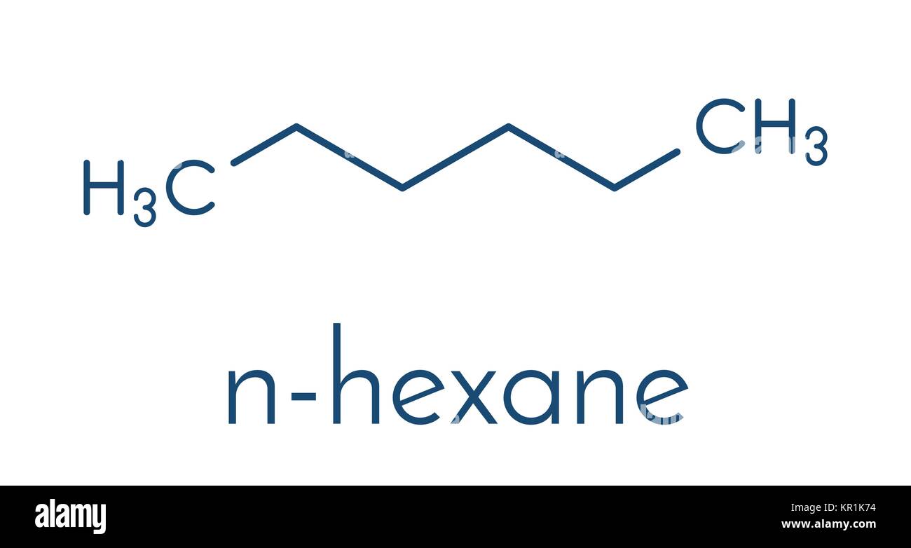 L'hexane (n-hexane) molécule d'alcane. Formule topologique. Illustration de Vecteur