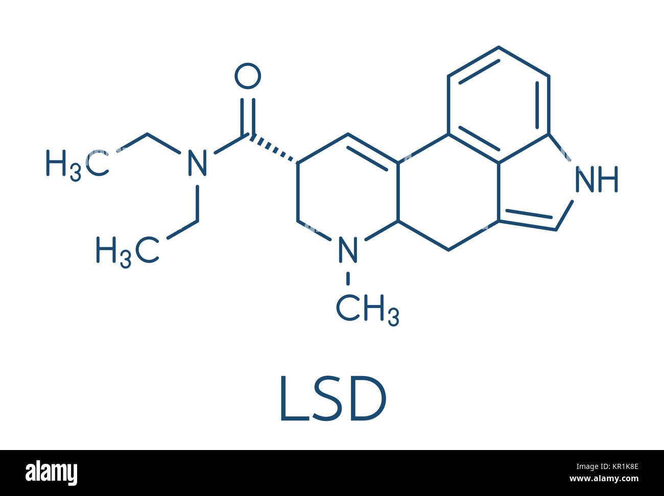 Le LSD (diéthylamide de l'acide lysergique) psychedelic molécule pharmaceutique. Formule topologique. Illustration de Vecteur