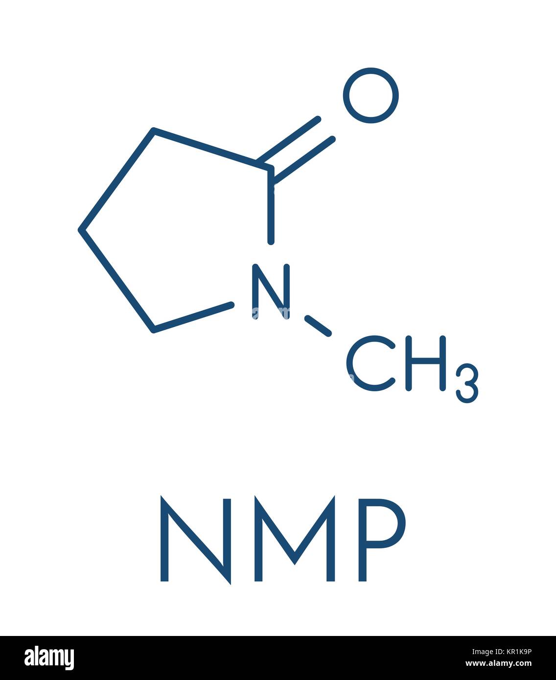 N-méthyl-2-pyrrolidone (NMP) molécule de solvant chimique. Formule topologique. Illustration de Vecteur