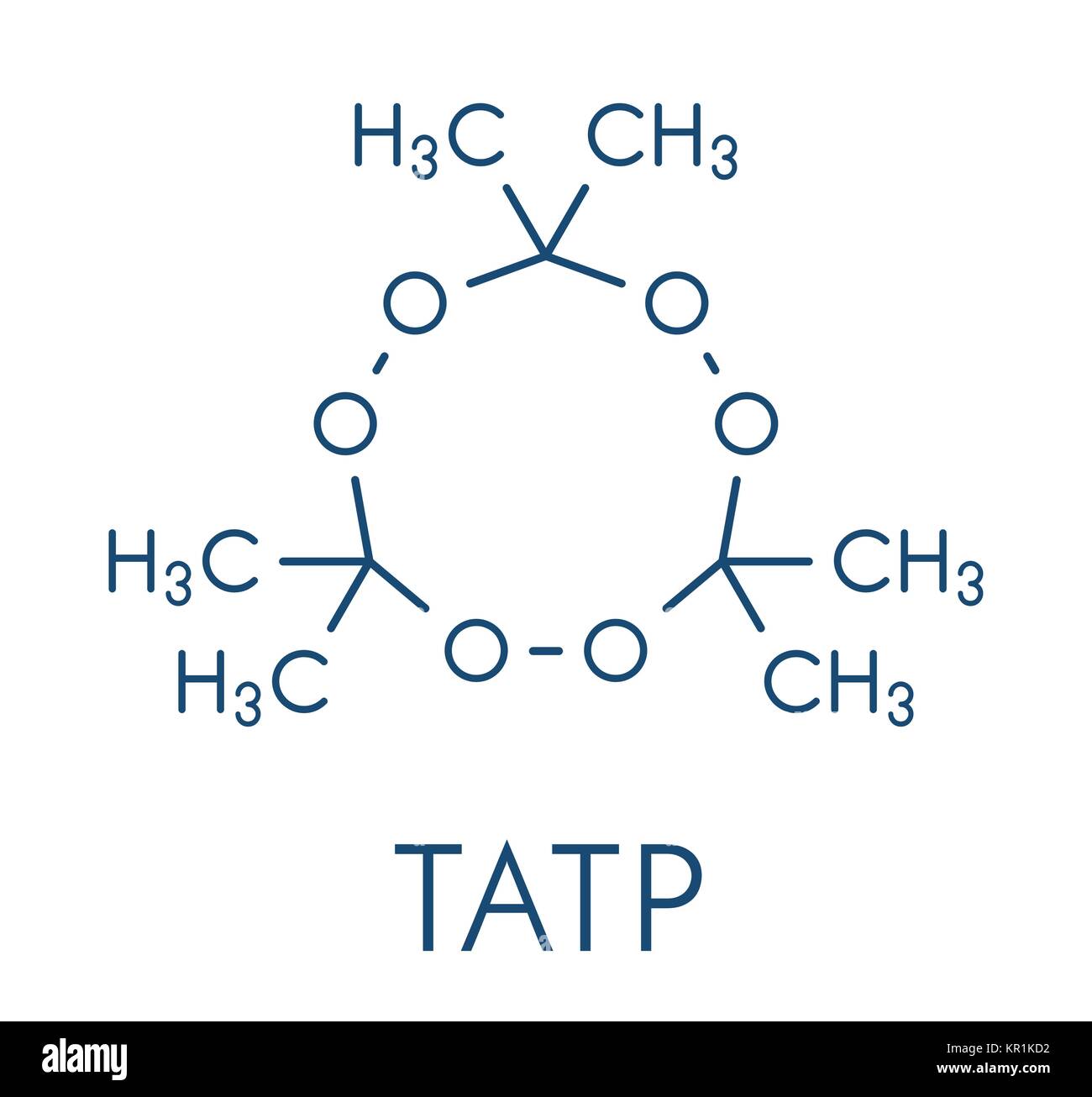 Triacetone triperoxide (peroxyde d'acétone, TATP) molécule d'explosifs. Formule topologique. Illustration de Vecteur