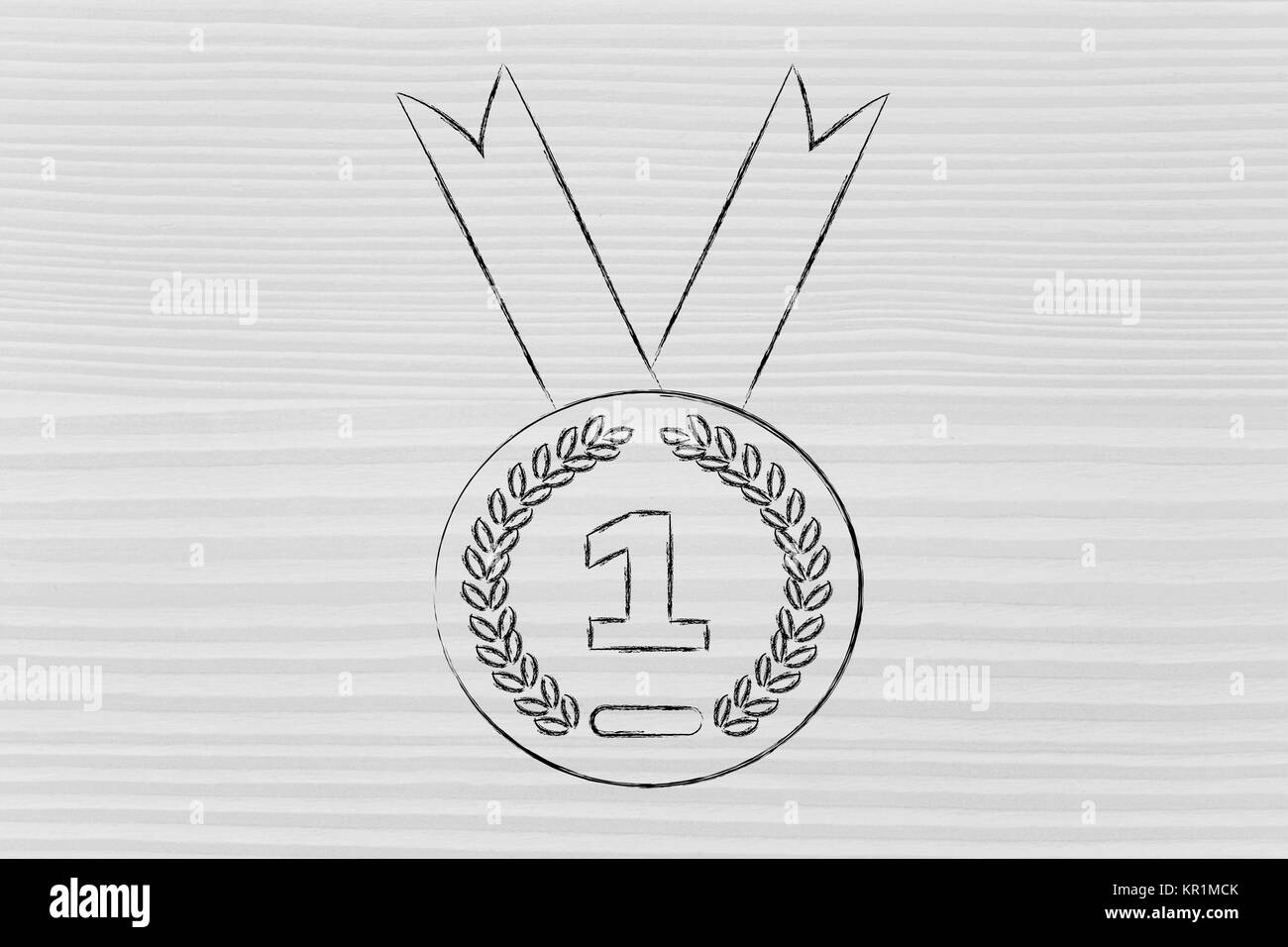 Numéro un, symbole de la médaille d'or Banque D'Images