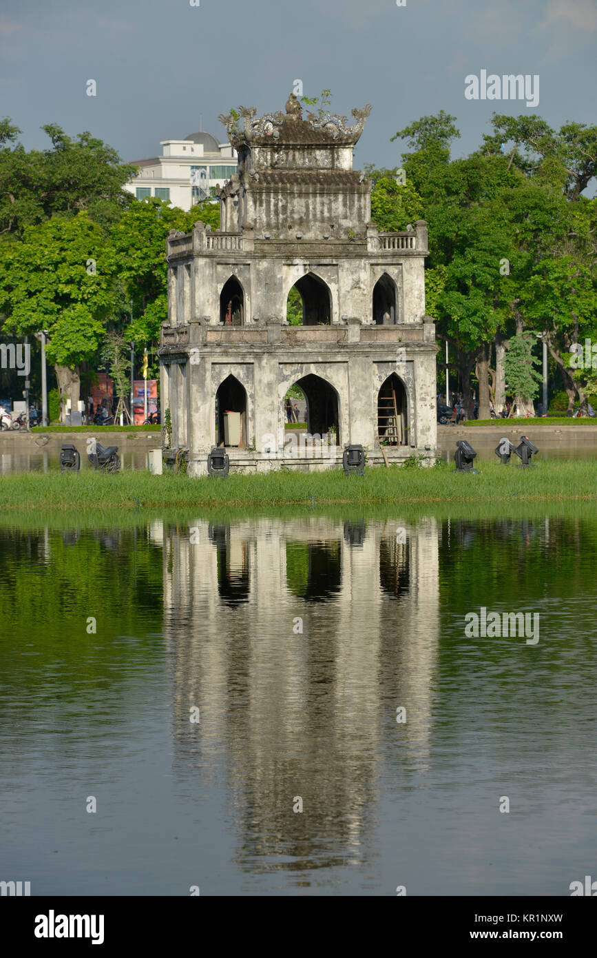 La tour de la tortue Thap Rua, lac Hoan Kiem, Hanoi, Vietnam, Schildkroetenturm Thap Rua, Hoan-Kiem-voir Banque D'Images