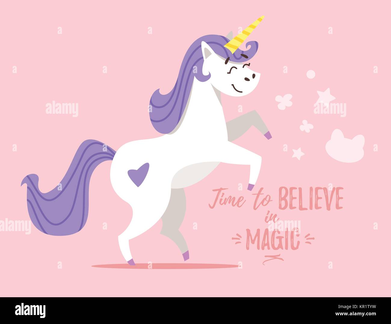 Happy white unicorn Illustration de Vecteur