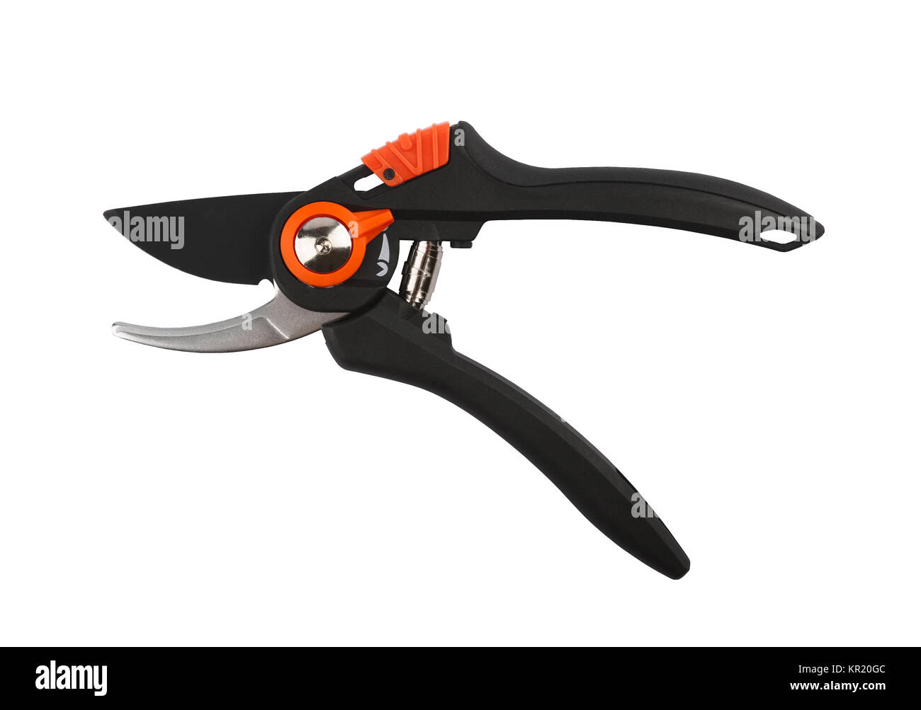 Sécateur de jardin noir, isolé sur fond blanc Banque D'Images