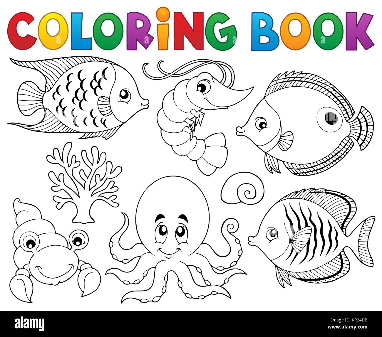 Livre de coloriage vie marine thème 2 Banque D'Images