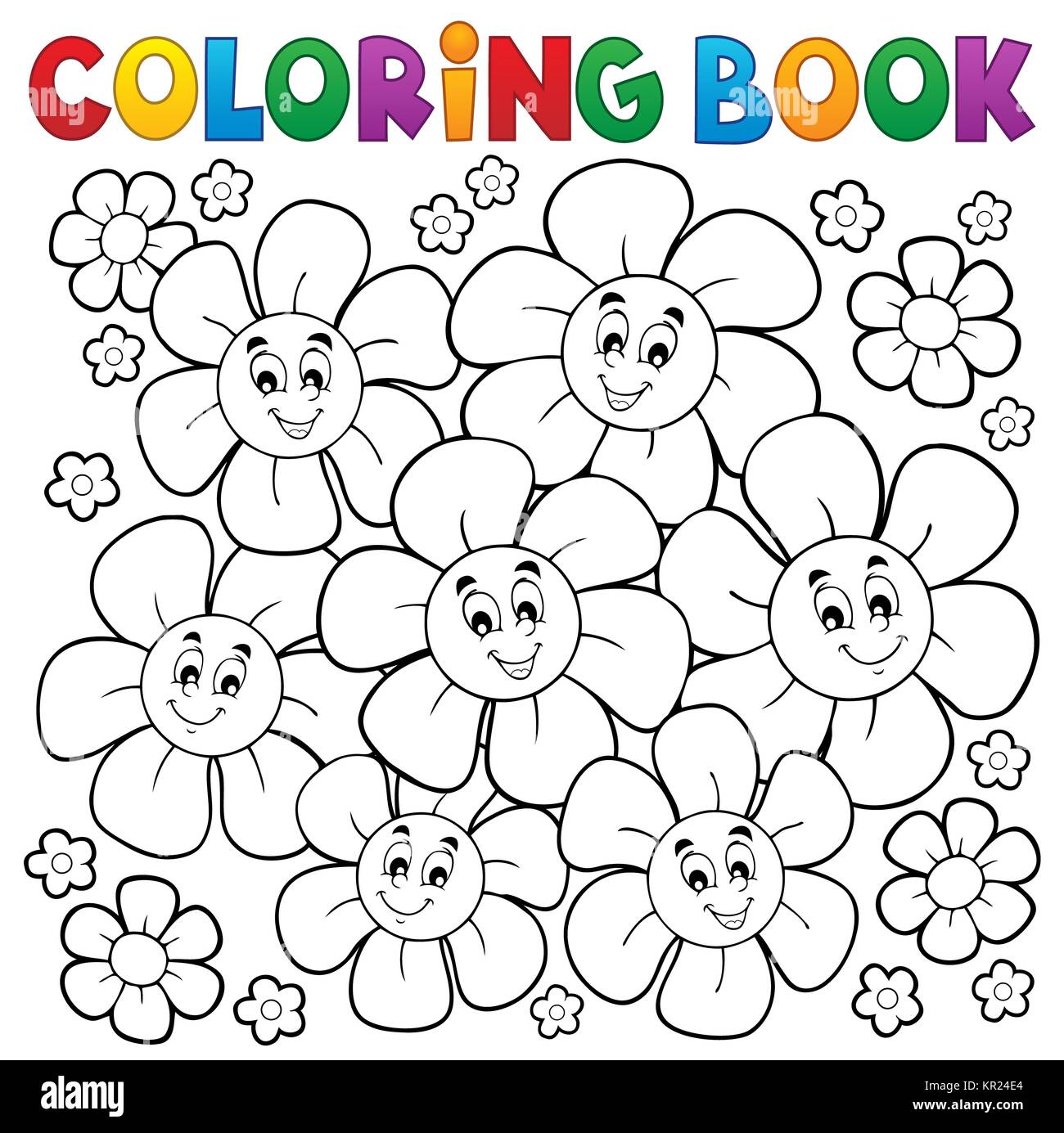 Livre à colorier smiling fleurs 1 Banque D'Images