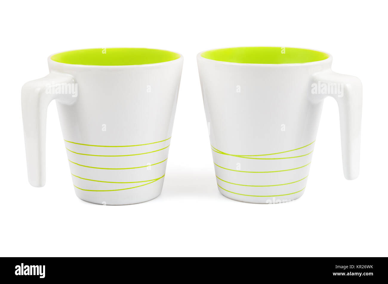 Paire de tasses blanc avec rayures vert Banque D'Images