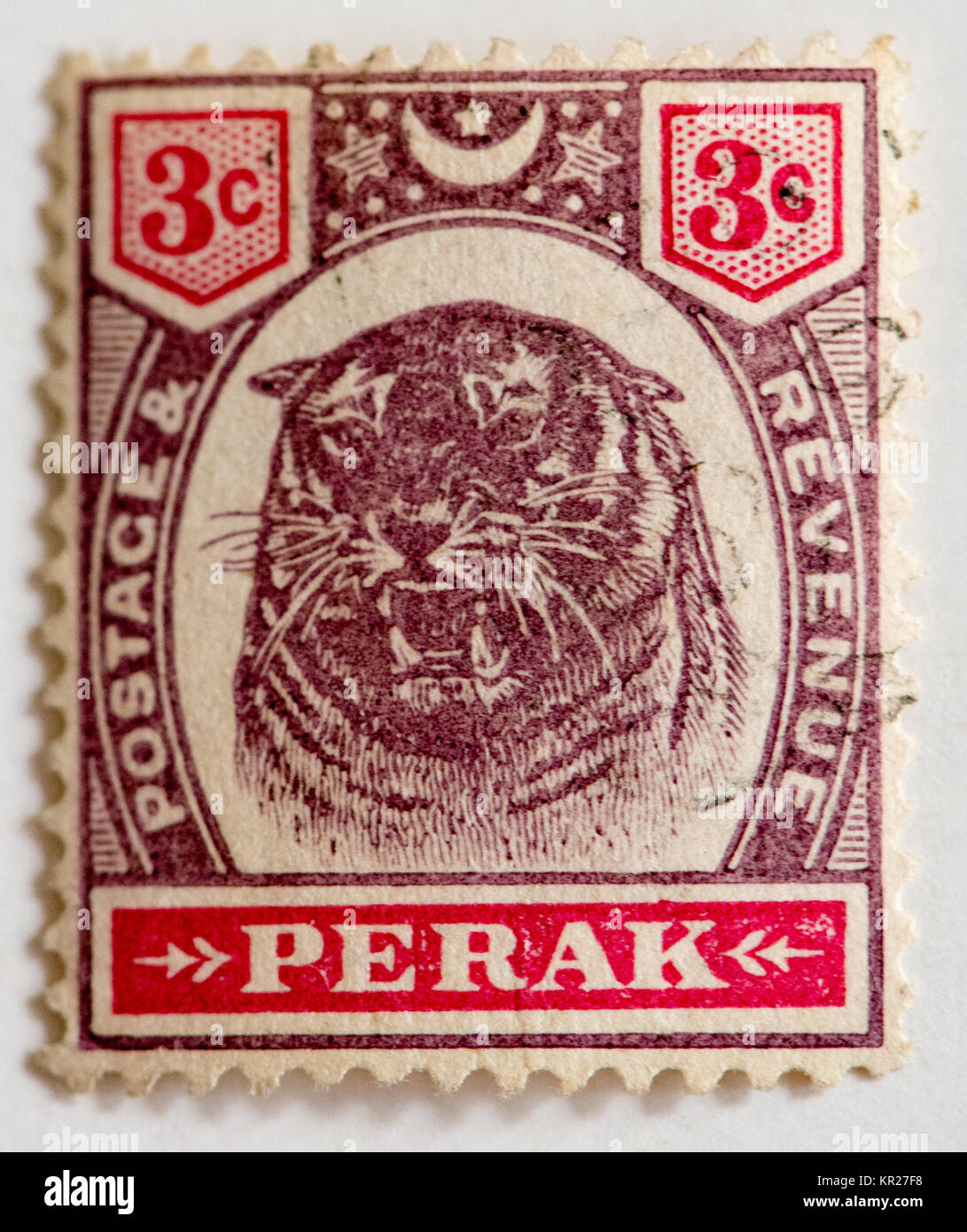 Timbres d'ancienne colonie britannique en Asie du sud-est de Perak Banque D'Images