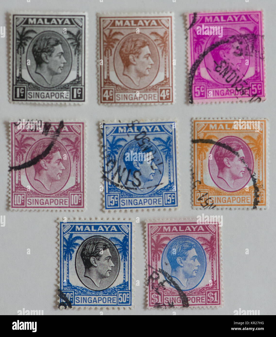 Timbres d'ancienne colonie britannique Malaya Banque D'Images