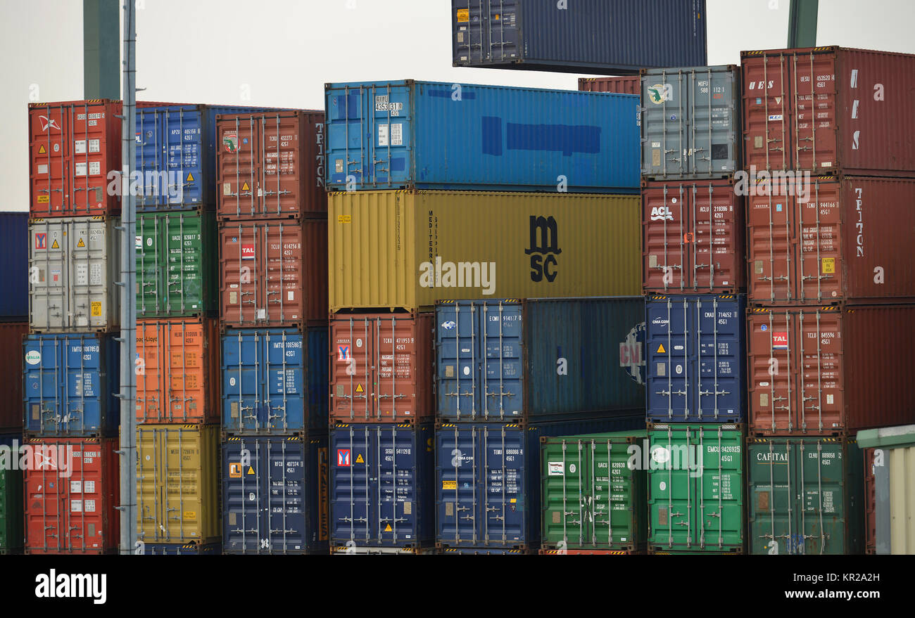 Le port à conteneurs de Dortmund, Rhénanie du Nord-Westphalie, Allemagne, Dortmund Hafen Conteneurs, Nordrhein-Westfalen, Deutschland Banque D'Images