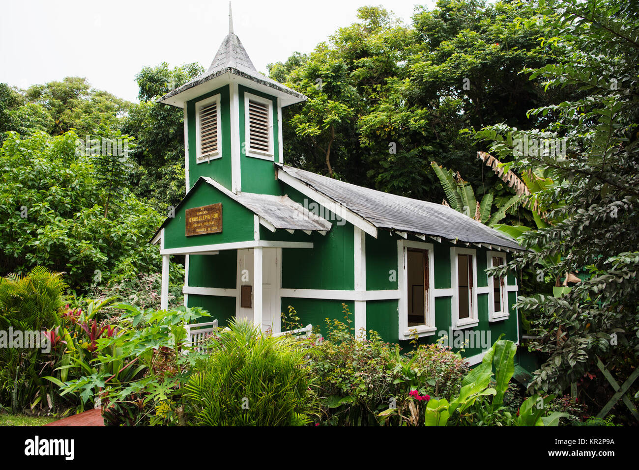 Dans Hālawa Ierusalema Hou Church Valley, Molokai Island, Hawaii Banque D'Images