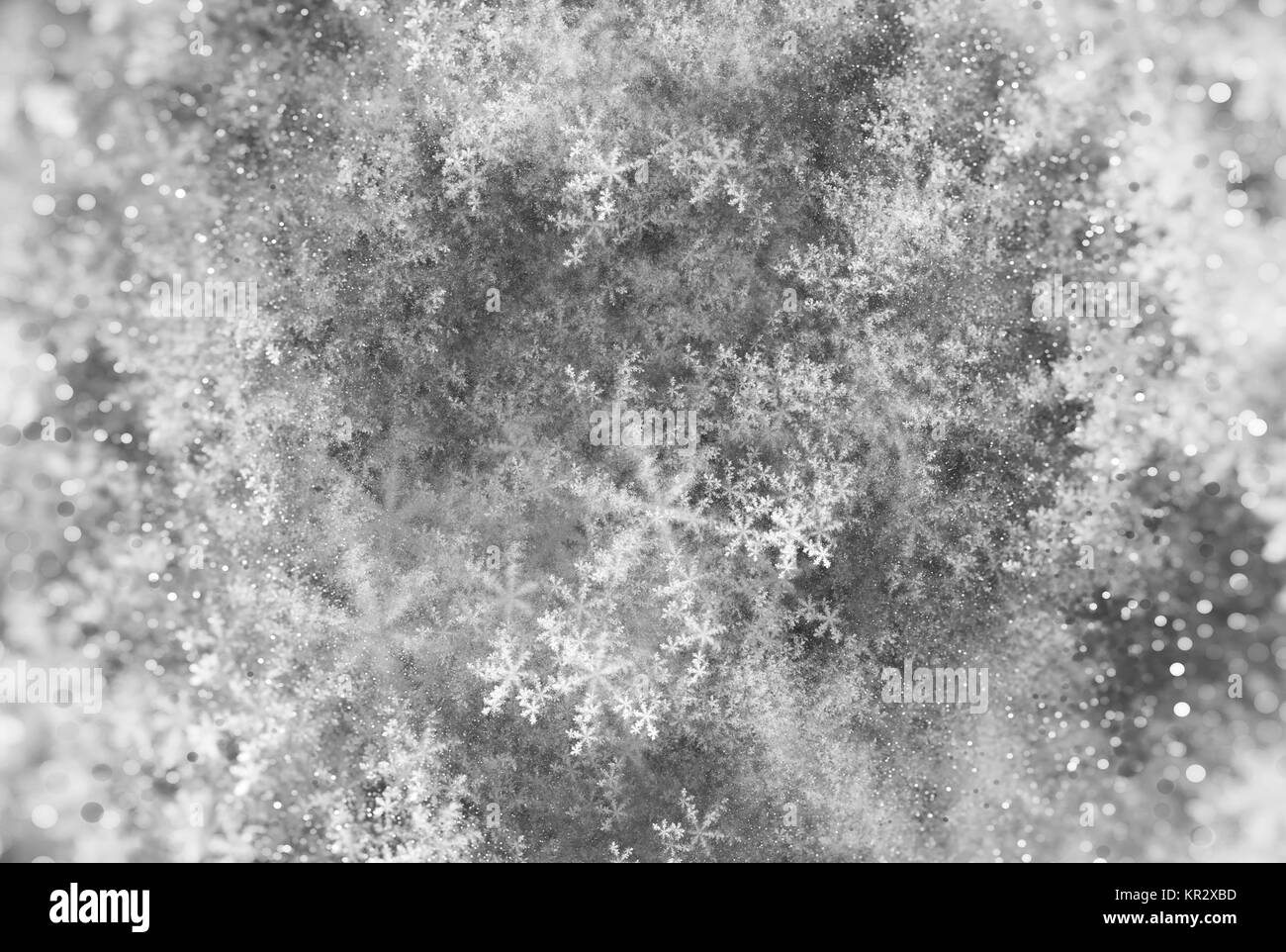 Arrière-plan avec des flocons de Noël élégant texture fractale, noir et blanc, générée par ordinateur résumé fond, 3D Rendering Banque D'Images
