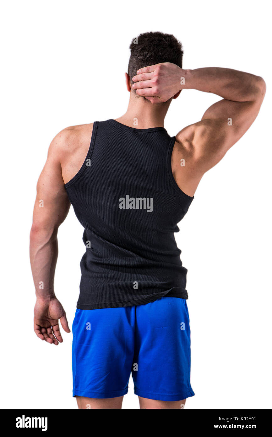 Beau jeune homme musclé est de retour Banque D'Images