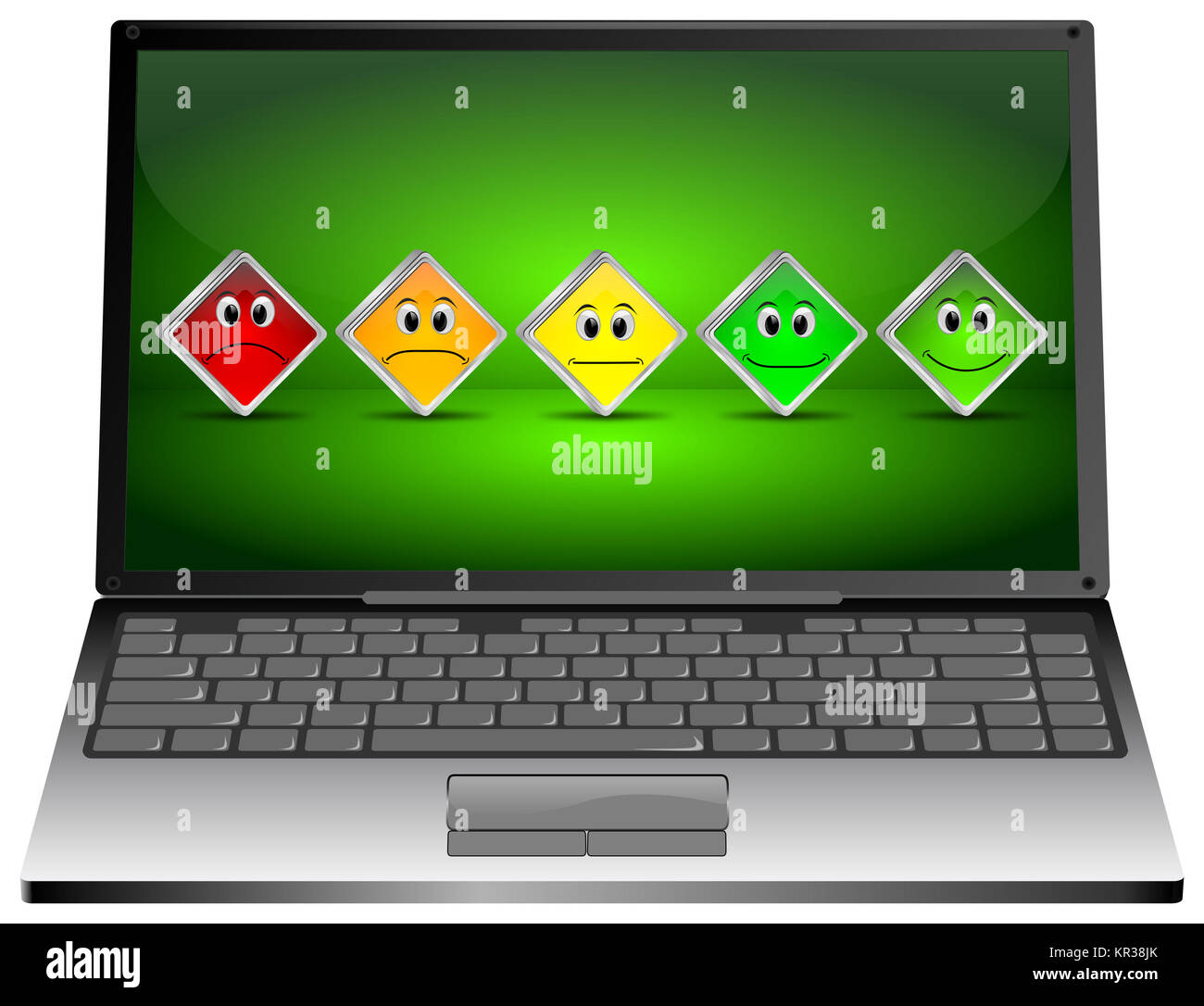 Ordinateur portable avec boutons de vote - 3D illustration Banque D'Images