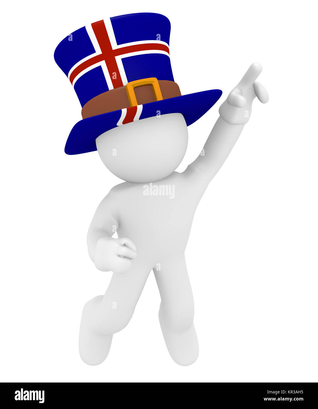 Saut d'homme avec un chapeau d'Islande Banque D'Images