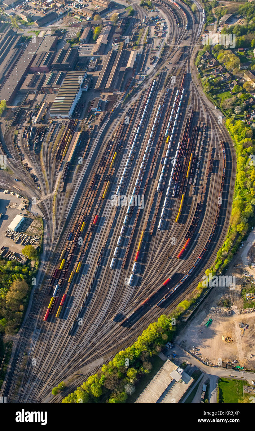 La gare de fret de marchandises, Alt-Hamborn gare de Thyssen Acier, Duisburg, Ruhr, Rhénanie du Nord-Westphalie, Allemagne, Alt-Hamborn gare de marchandises, le fret Banque D'Images