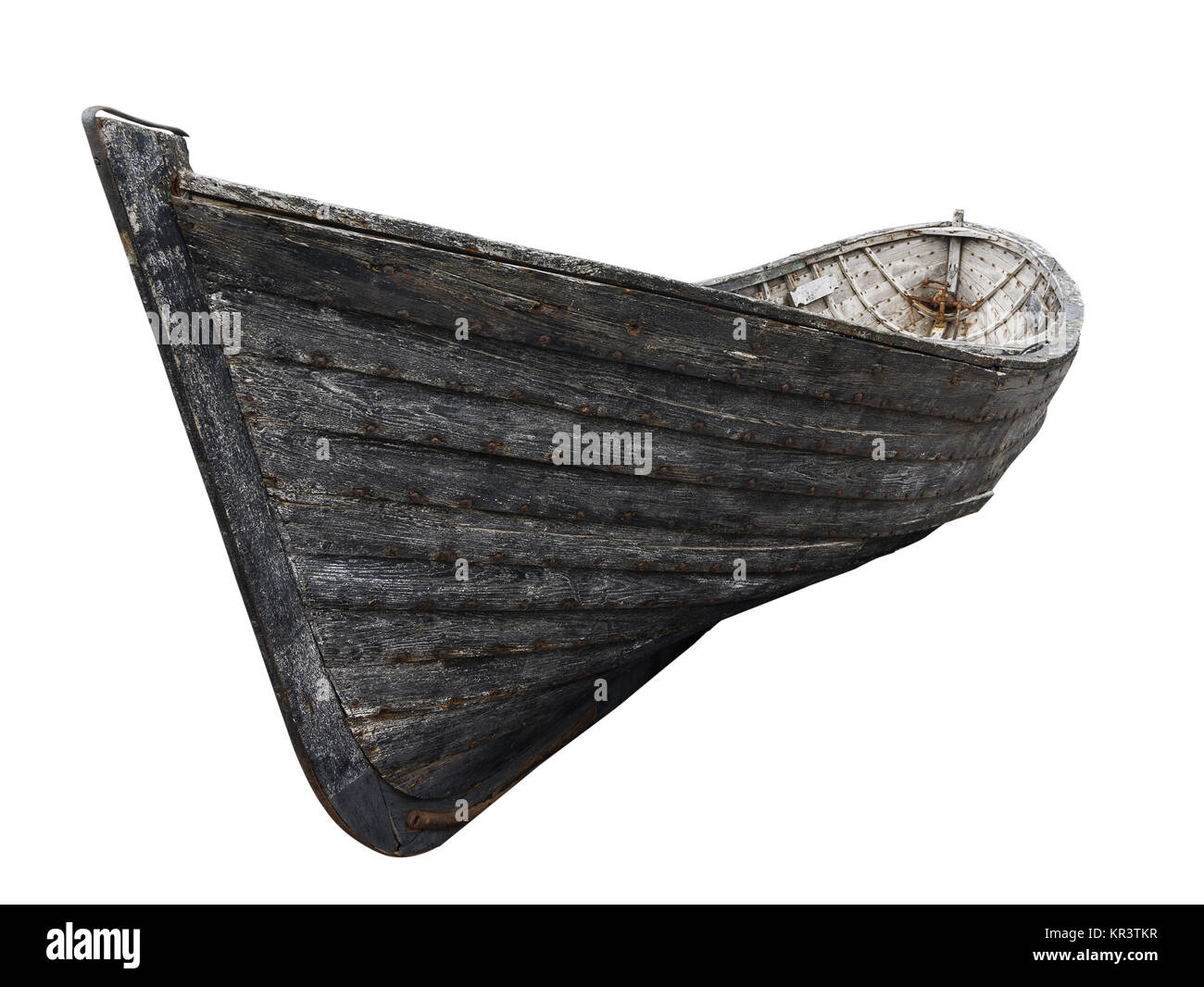 Vue latérale d'un vieux bateau en bois de pêche Banque D'Images