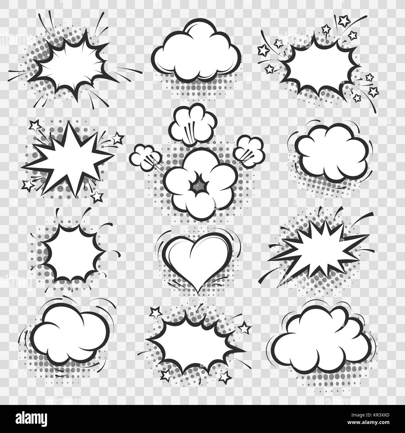 Des bulles de bande dessinée. Vector cartoon talk bubble et la pensée des éléments isolés de ballon sur fond transparent Illustration de Vecteur