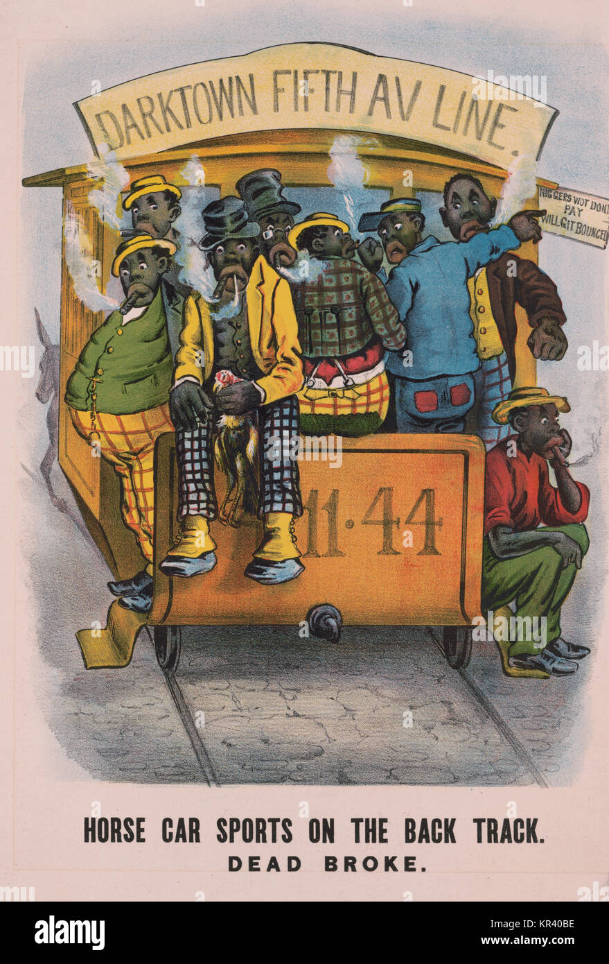 Sports voiture à cheval à l'arrière piste : sans le sou - Caricature émis dans le cadre de la série "arktown comics. 1886 Banque D'Images