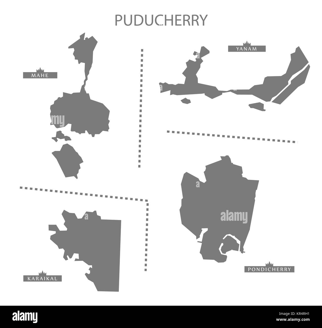 Puducherry India carte grise Banque D'Images