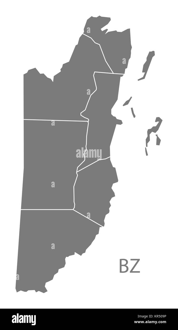 Carte des districts du Belize gray Banque D'Images