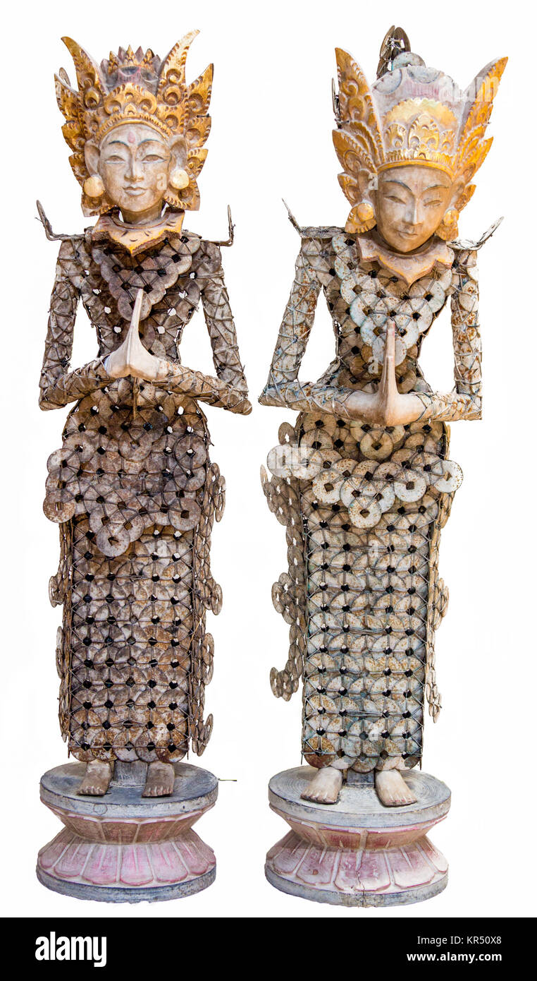 Paire de marionnettes marionnettes indonésiennes indonésiens fabriqués à partir de pièces métalliques Banque D'Images