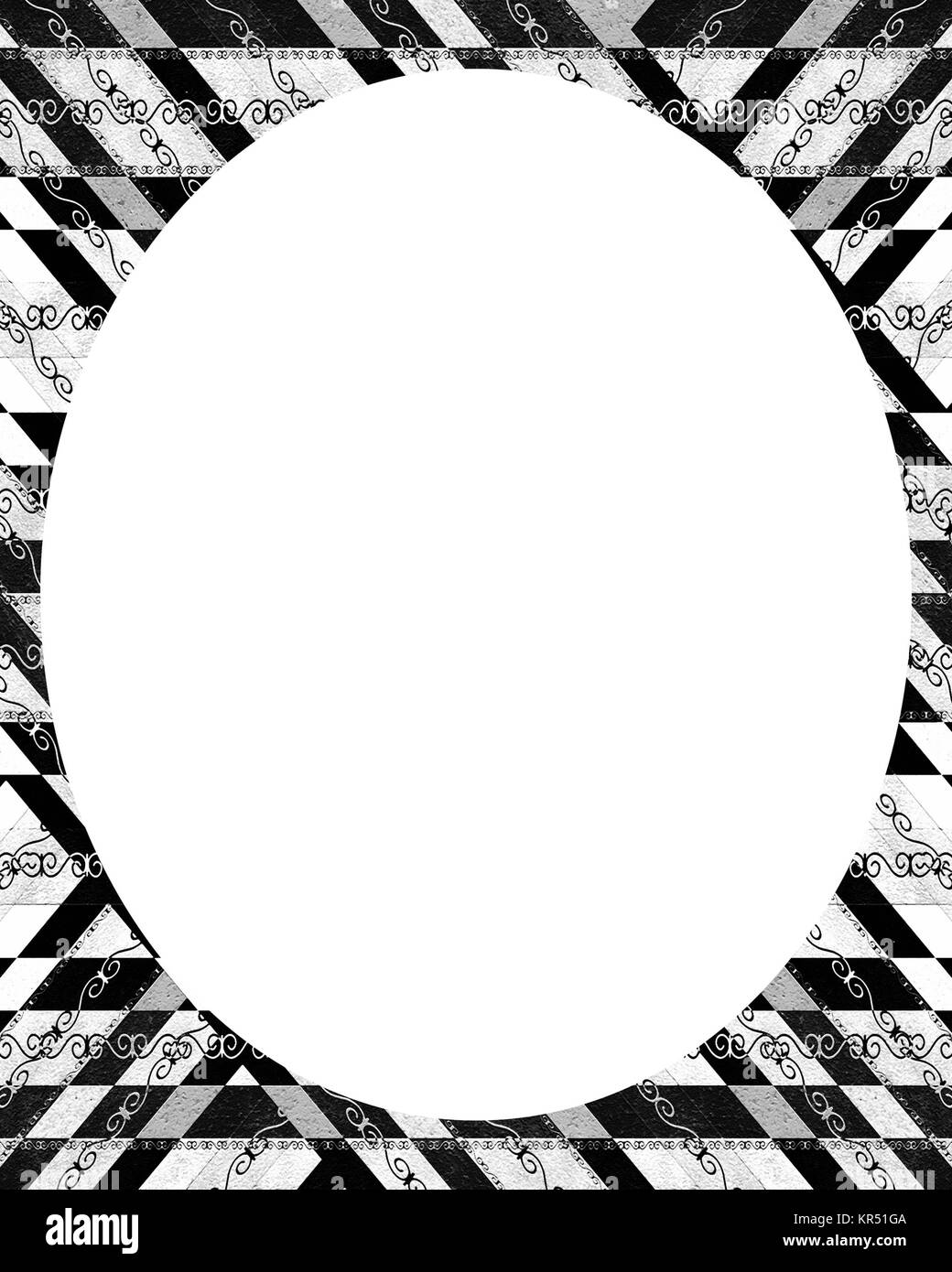 Circle Frame Background blanc décoré avec des frontières Banque D'Images