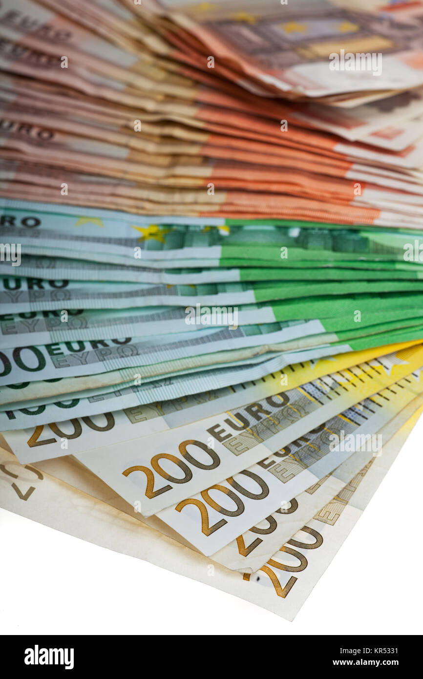 Viele Euros auf weiß Banque D'Images