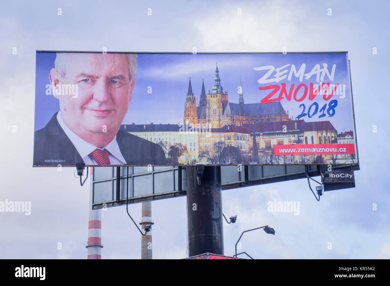 Billboard, pré-campagne électorale pour le président Zeman réélection en 2018 Banque D'Images