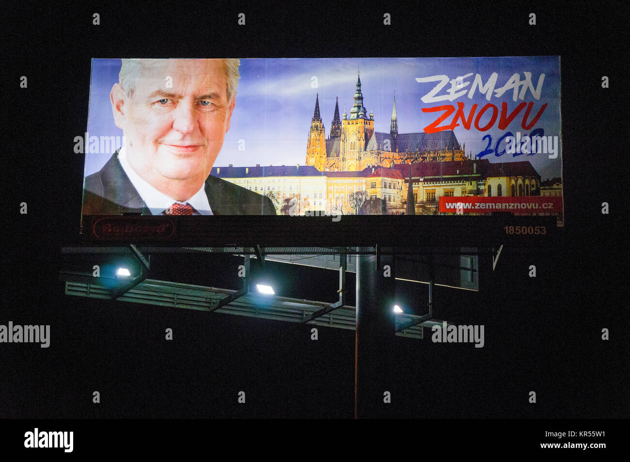 Billboard, pré-campagne électorale pour le président Zeman réélection en 2018 Banque D'Images