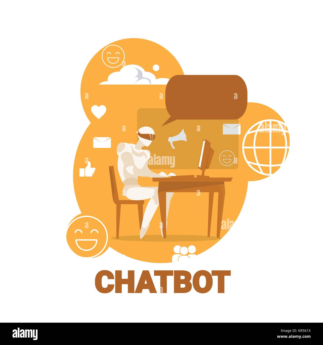 Icône robot Chatbot Chatter Bot Soutien Technologie moderne Concept Illustration de Vecteur