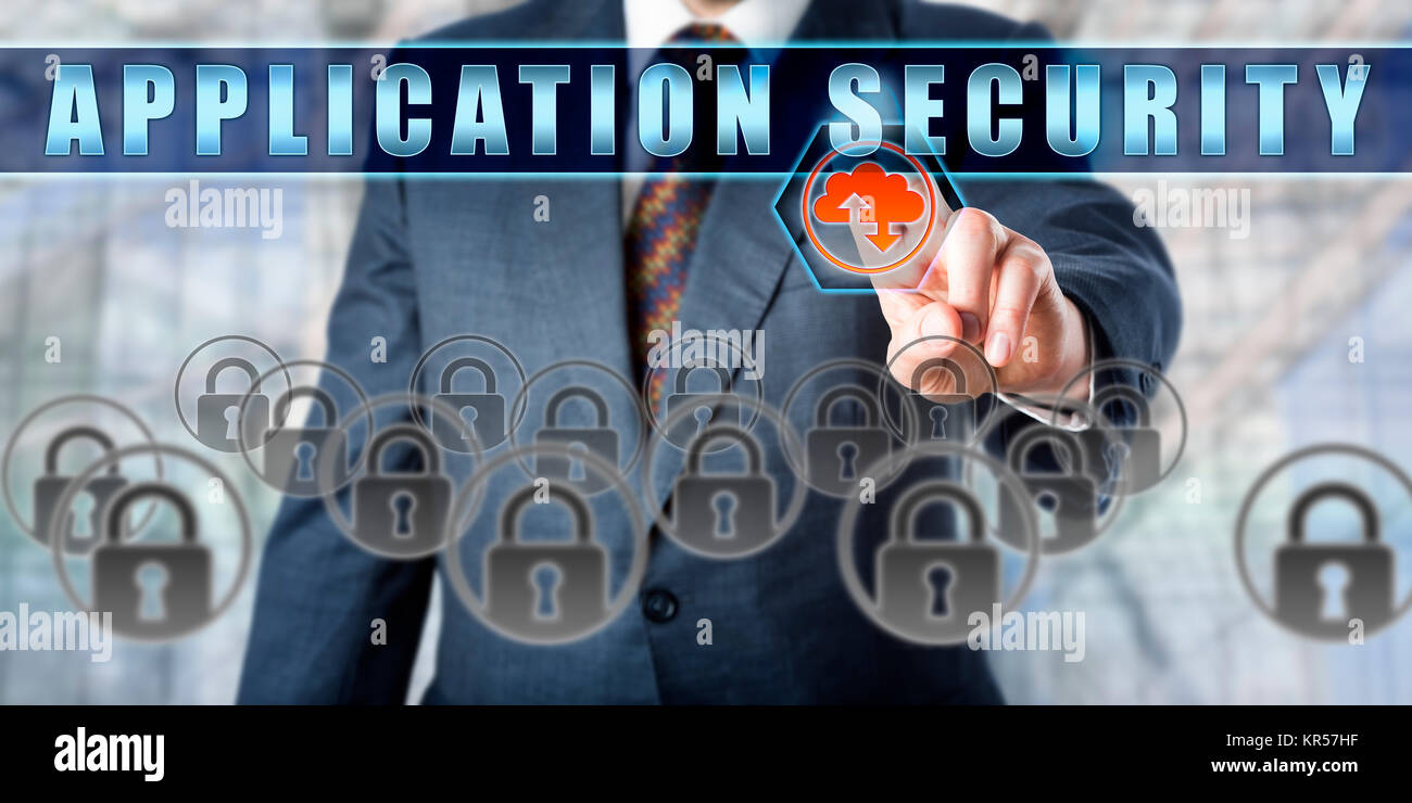 Gestionnaire d'entreprise TOUCHANT LA SÉCURITÉ D'APPLICATION Banque D'Images