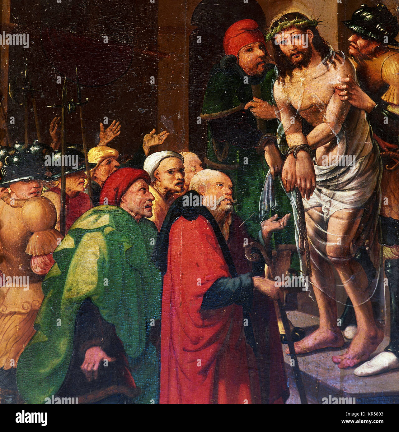 Pedro de Aponte ( ?-1530). Peintre espagnol. Renaissance. Altarpice d'église de Corella, 1525-1530. Détail : Ecce Homo. Navare, Espagne. Banque D'Images