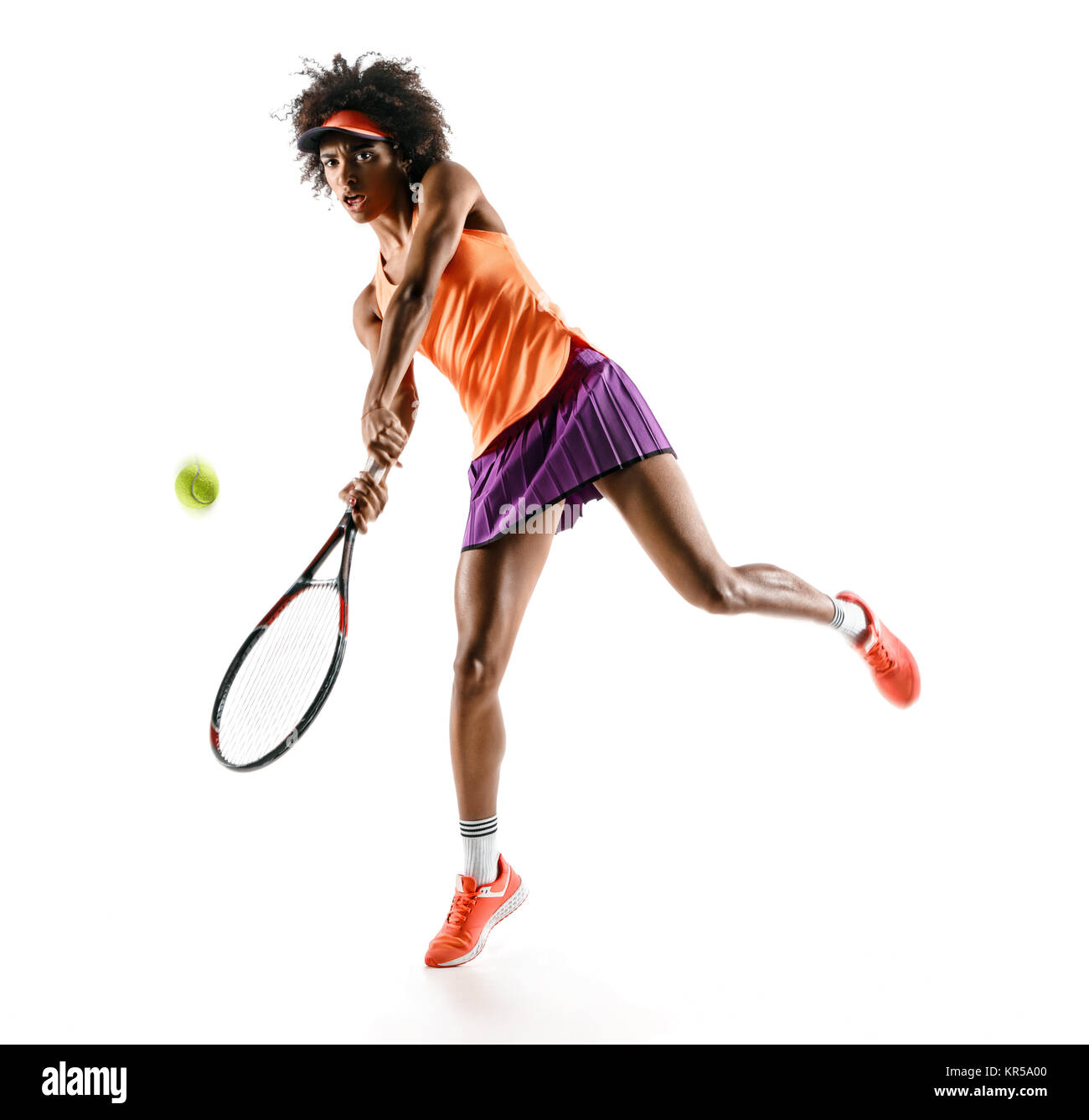 Jeune fille tennis en silhouette isolé sur fond blanc. Le mouvement  dynamique Photo Stock - Alamy