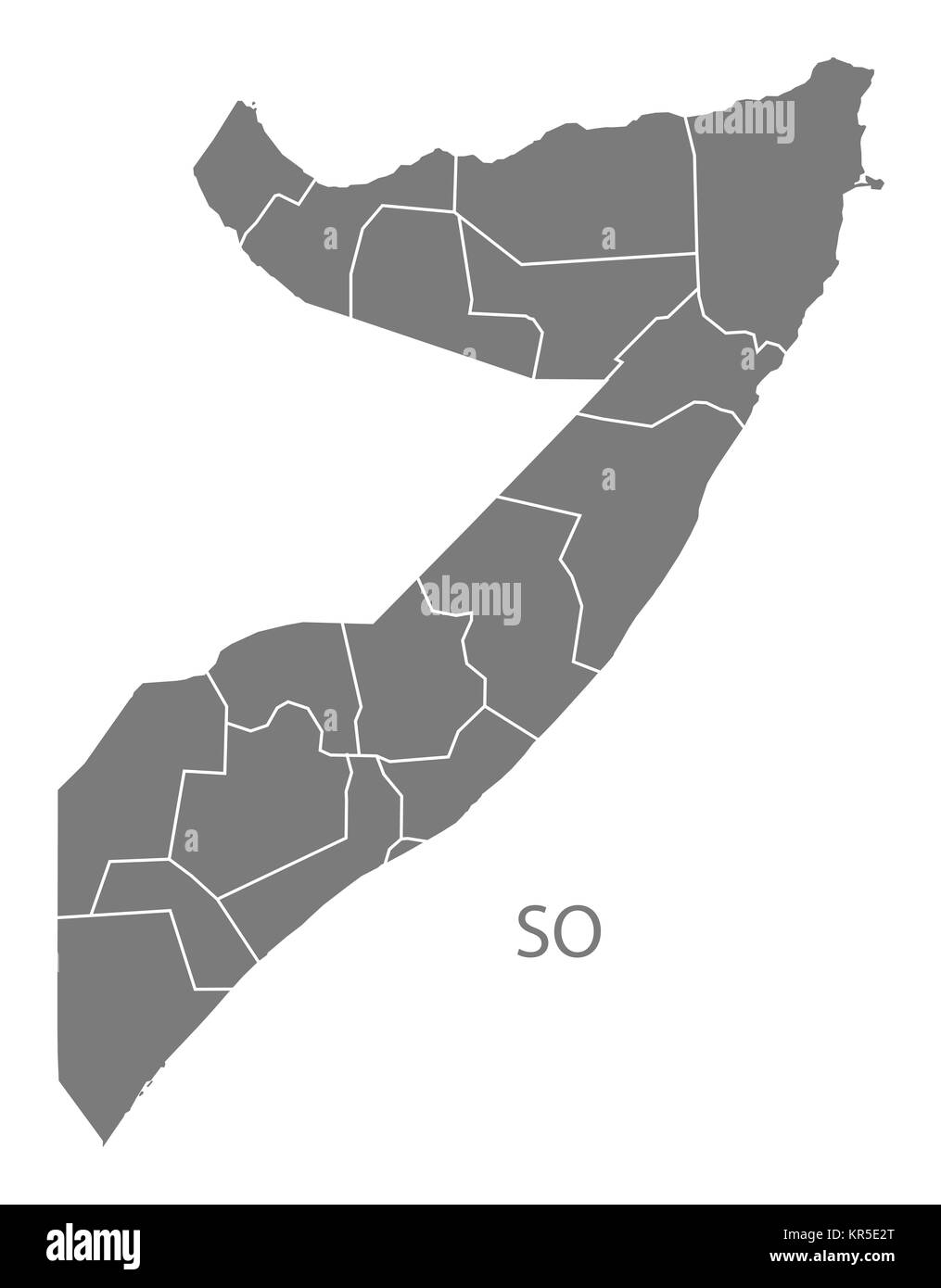 Carte des régions de la Somalie gray Banque D'Images