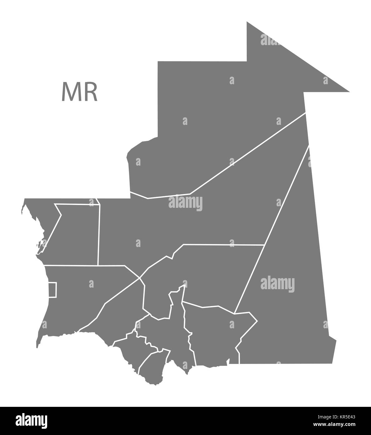 Carte des régions de la mauritanie gray Banque D'Images