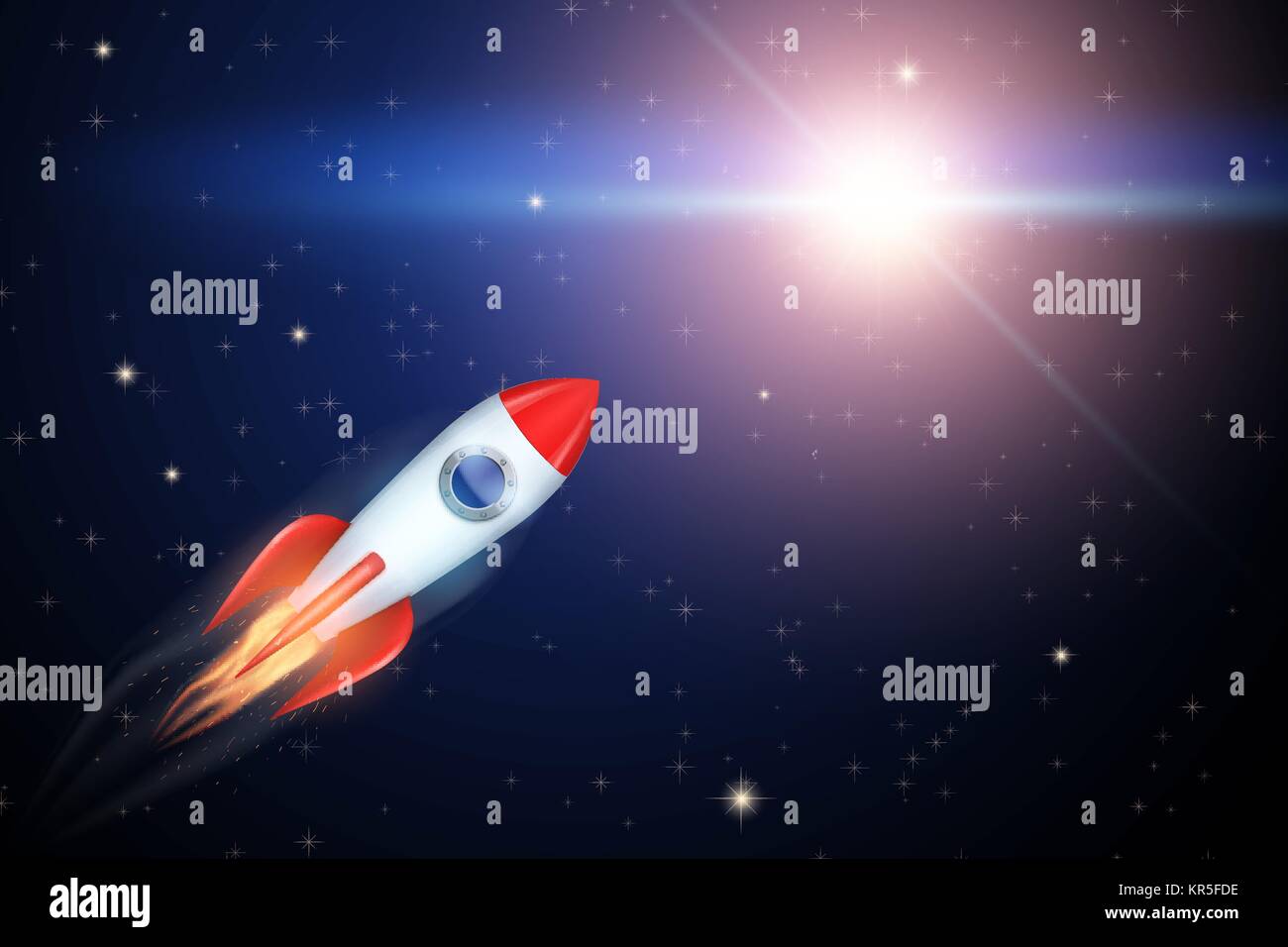 Rocket vole vers les étoiles Illustration de Vecteur