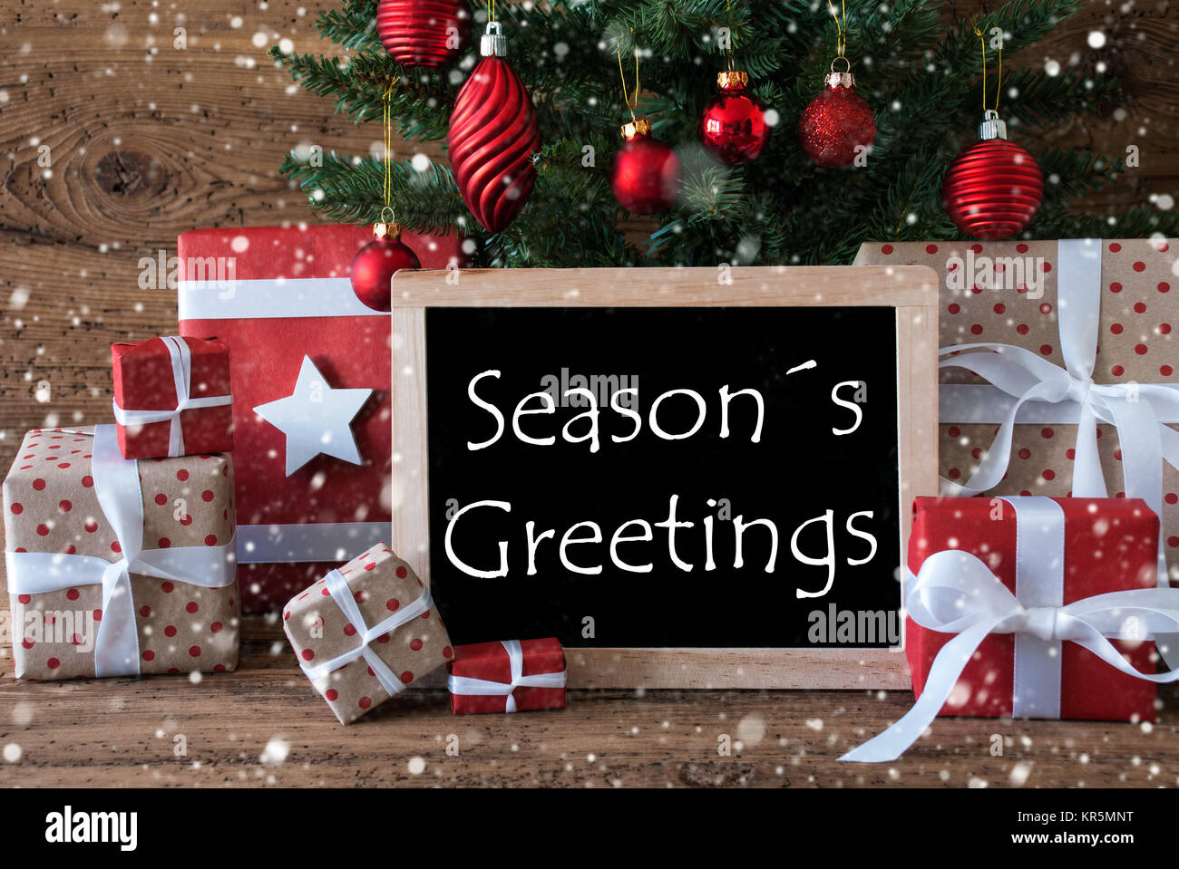 Arbre de Noël avec des flocons colorés,text meilleurs vœux Banque D'Images