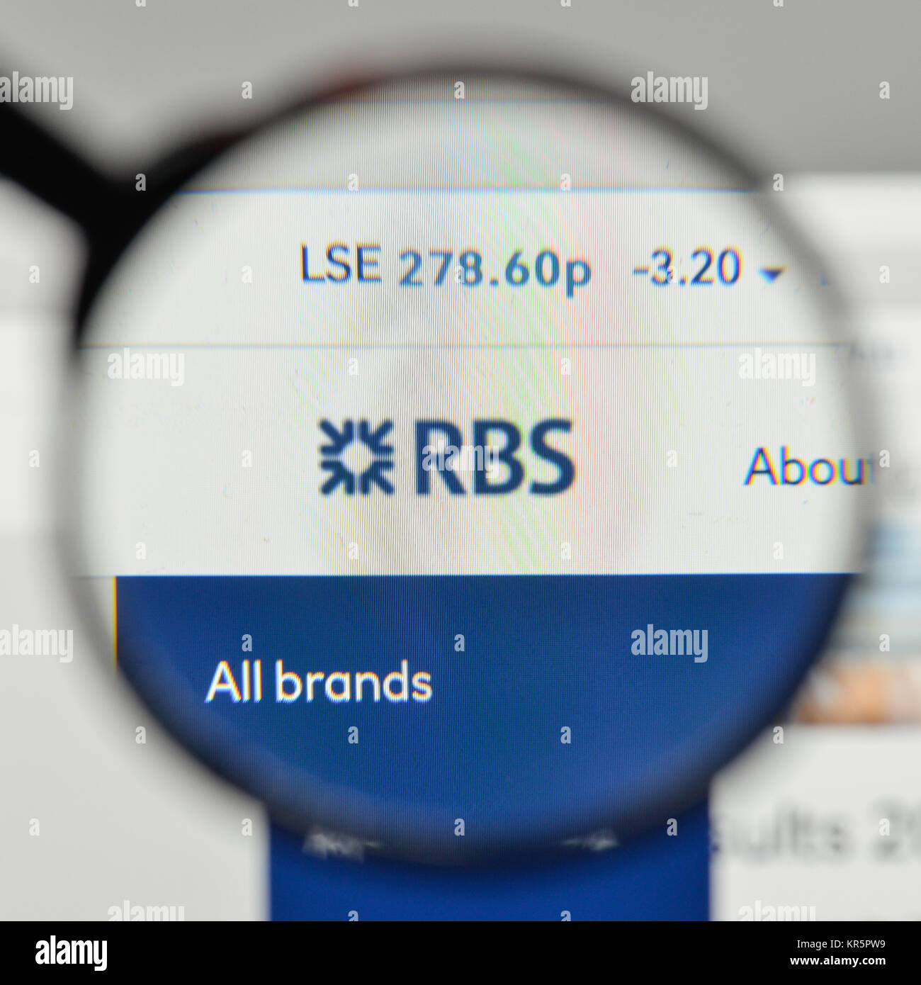 Milan, Italie - 1 novembre, 2017 : Royal Bank of Scotland Group logo sur la page d'accueil du site. Banque D'Images