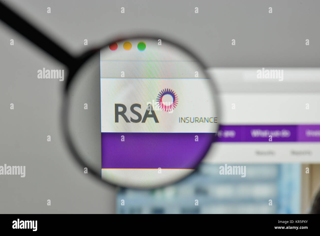 Milan, Italie - 1 novembre, 2017 : RSA Insurance Group logo sur la page d'accueil du site. Banque D'Images