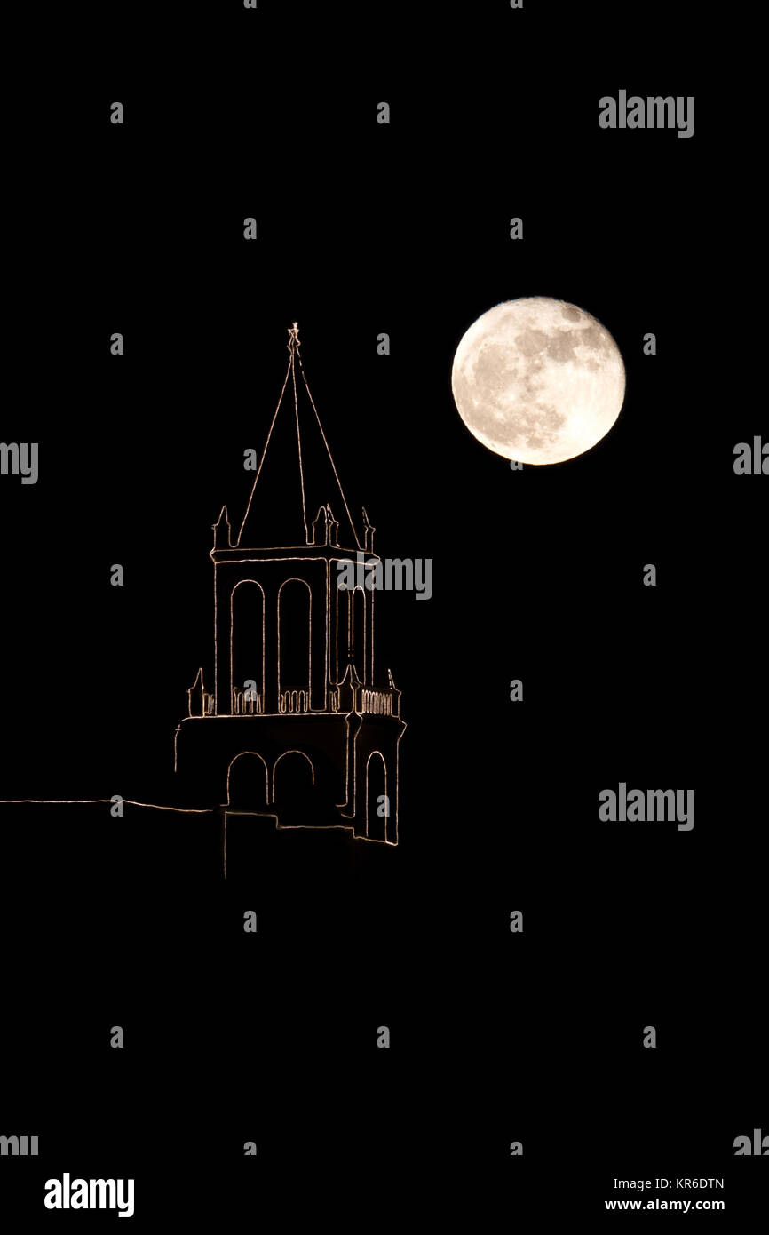 Nuit sur la Costa Brava,ville de Palamos (Espagne) Banque D'Images