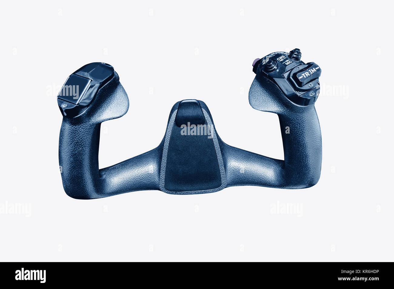 L'intérieur du cockpit de l'avion snall. Le volant de l'avion. Close up volant sur fond blanc Banque D'Images