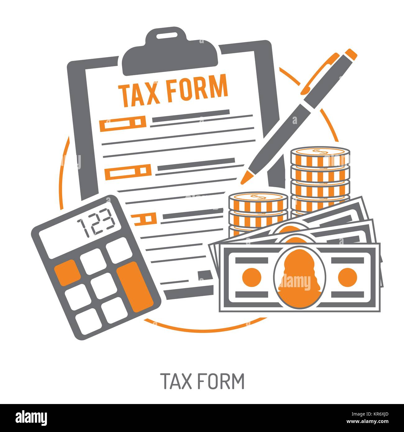 Calcul de l'impôt, les paiements, la comptabilité, la paperasserie concept Illustration de Vecteur