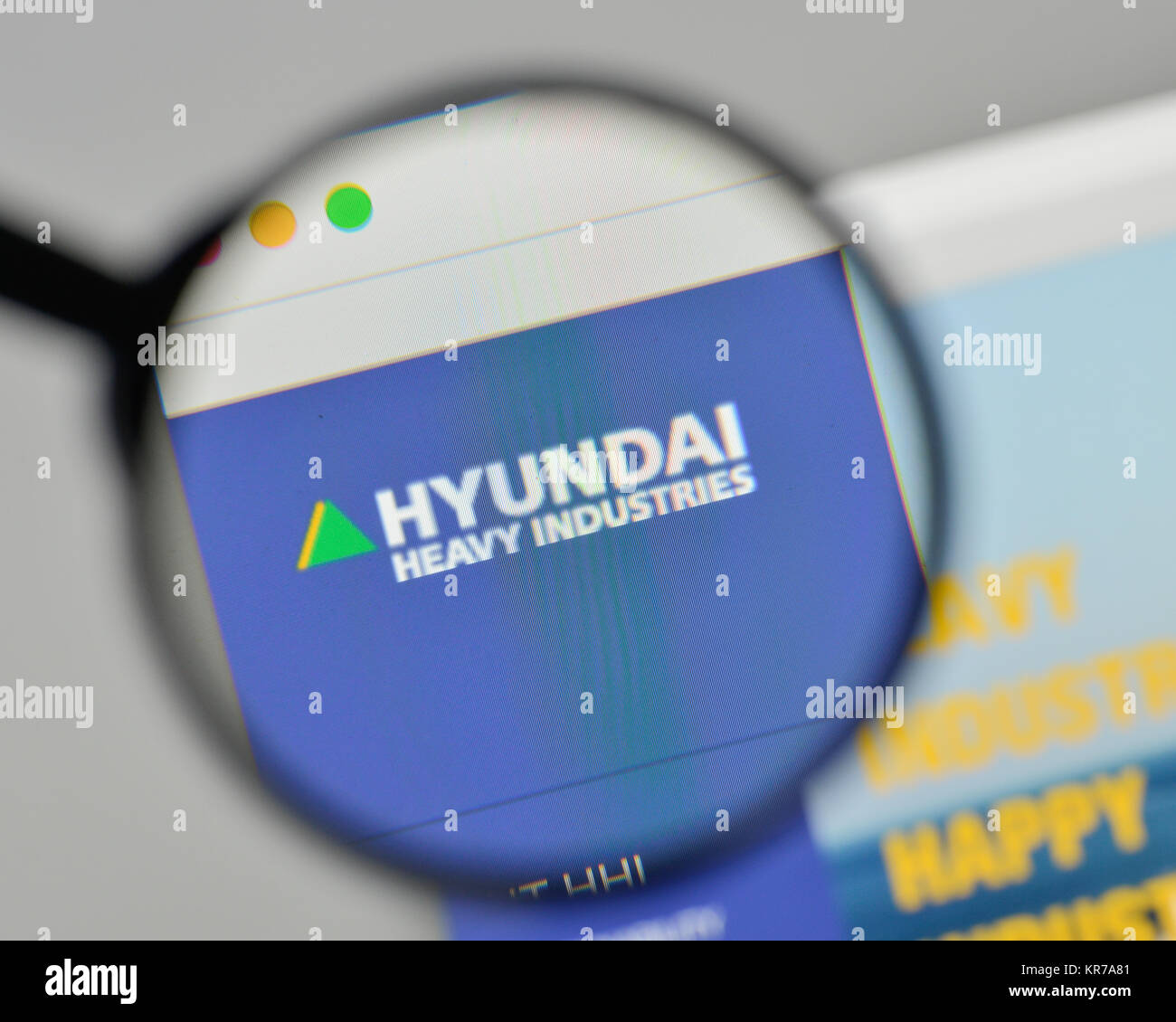 Milan, Italie - 1 novembre, 2017 : Hyundai Heavy Industries logo sur la page d'accueil du site. Banque D'Images