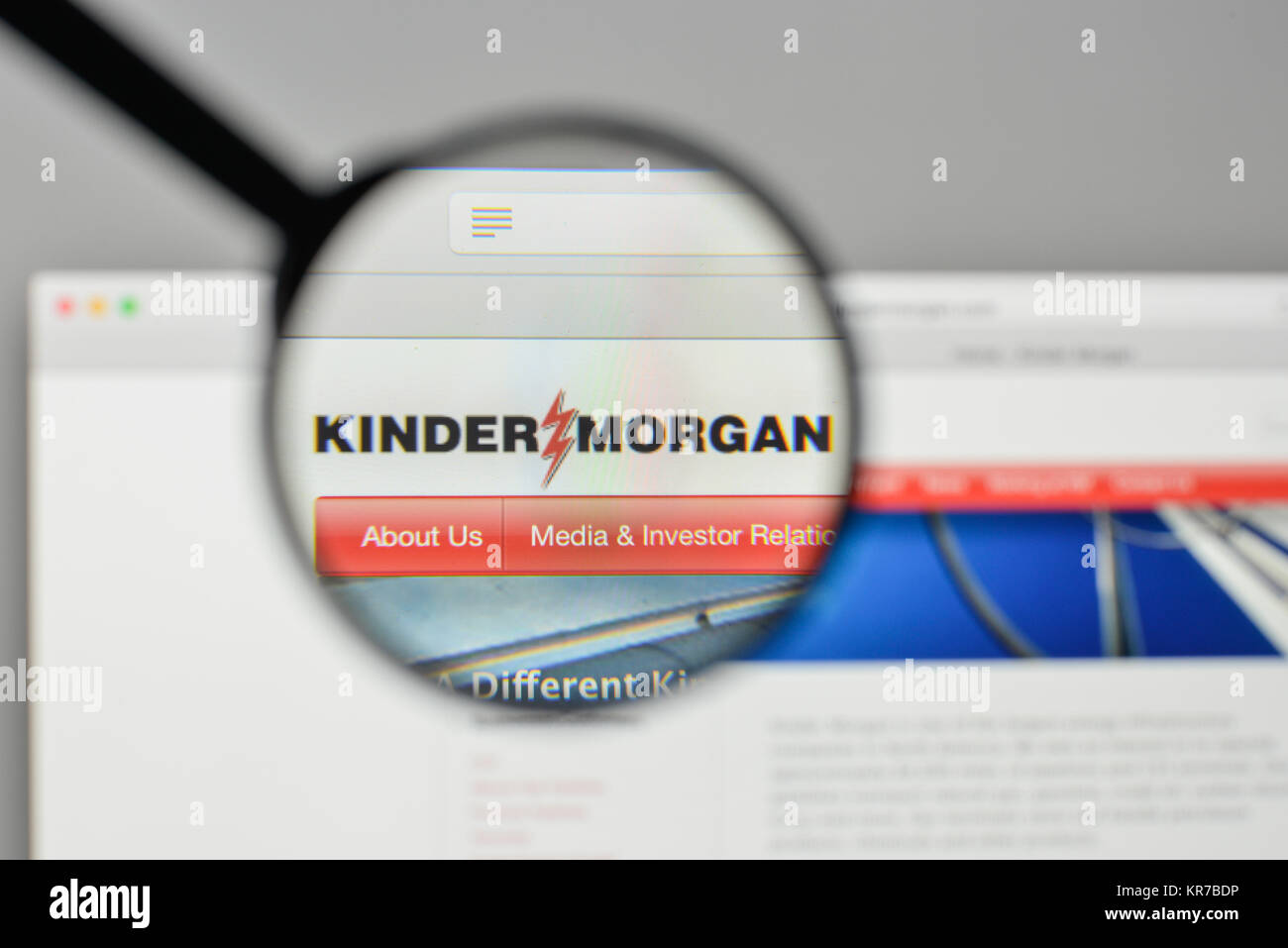 Milan, Italie - 1 novembre, 2017 : Kinder Morgan logo sur la page d'accueil du site. Banque D'Images