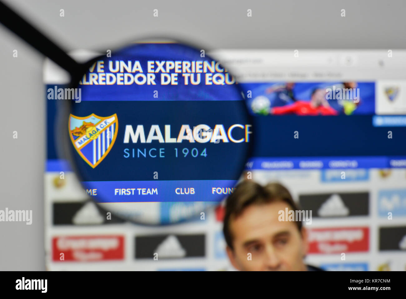 Milan, Italie - 1 novembre, 2017 : Malaga CF logo sur la page d'accueil du site. Banque D'Images
