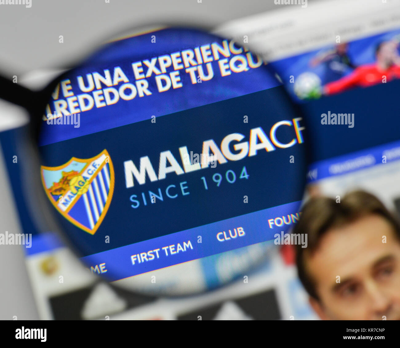 Milan, Italie - 1 novembre, 2017 : Malaga CF logo sur la page d'accueil du site. Banque D'Images