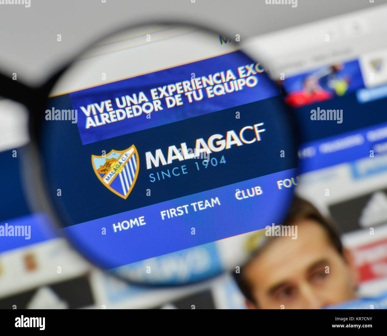 Milan, Italie - 1 novembre, 2017 : Malaga CF logo sur la page d'accueil du site. Banque D'Images