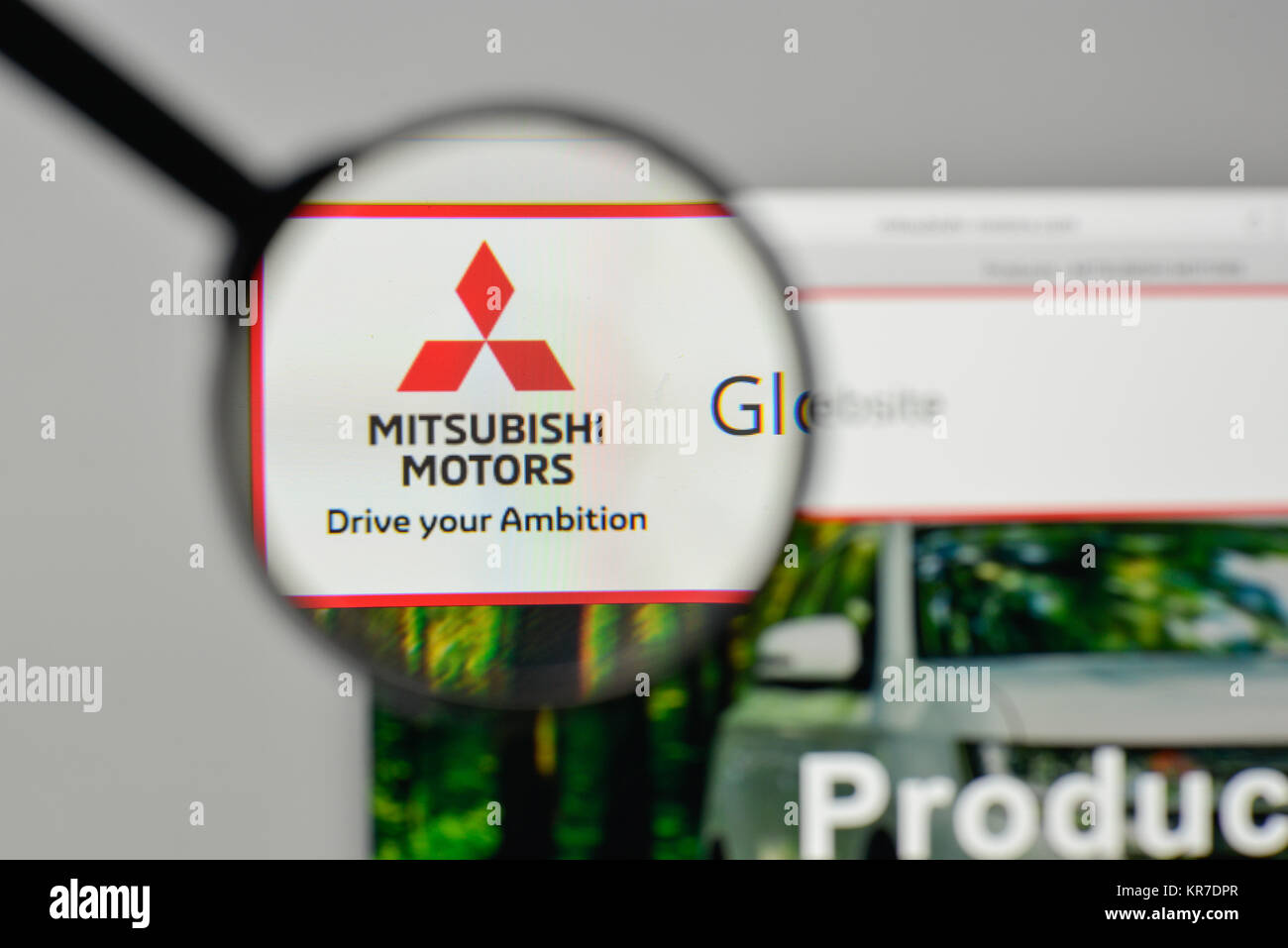 Milan, Italie - 1 novembre, 2017 : Mitsubishi logo sur la page d'accueil du site. Banque D'Images